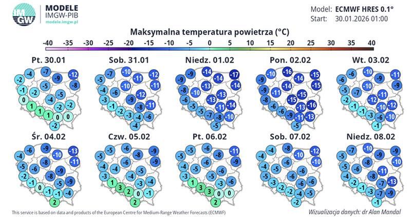 Maksymalna przewidywana temperatura powietrza.