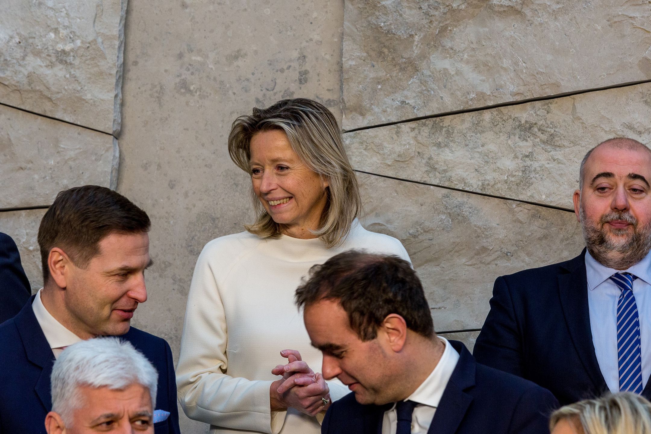 BRUSSELS, BELGIUM - FEBRUARY 15: Dutch Defence Minister Kajsa Ollongren (center) waits to pose for an official press photo during the second of two days of defence ministers' meetings at NATO headquarters on February 15, 2023 in Brussels, Belgium. Defence Ministers of the North Atlantic Council (NAC) allied countries will meet on 14-15 February 2023 at the NATO Headquarters in Brussels, a US-hosted Ukraine Defense Contact Group will also take place on the sidelines. (Photo by Omar Havana/Getty Images)