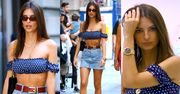 Emily Ratajkowski w topie ledwo zakrywającym biust