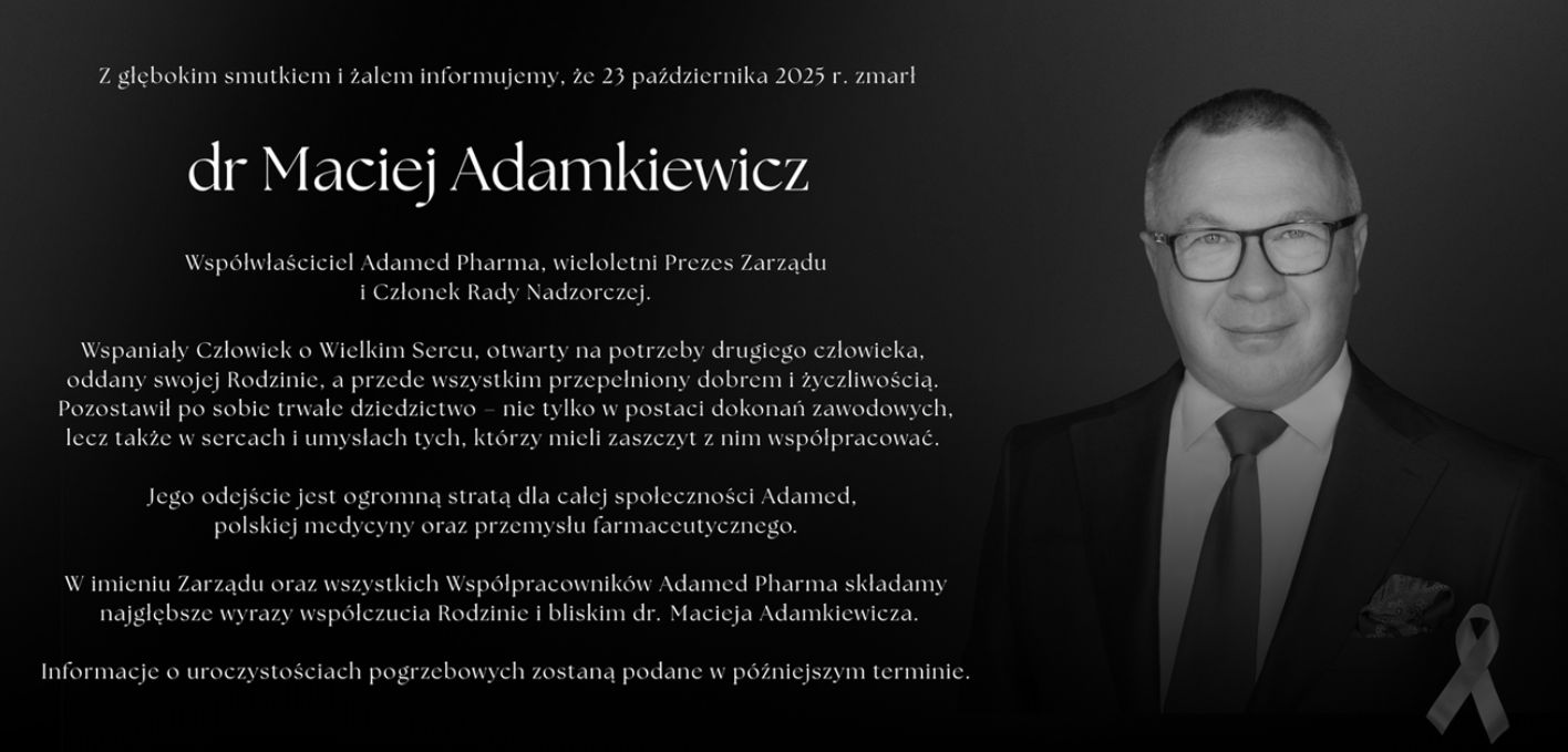 Adamed Pharma informuje o śmierci Macieja Adamkiewicza