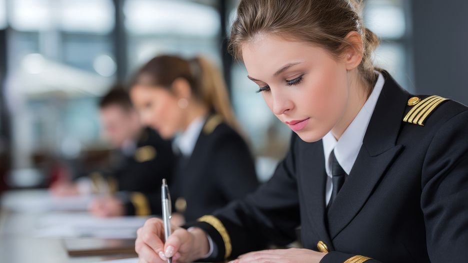 Focused female pilot writing during training session
Young woman wearing pilot uniform taking notes during training
pilot, classroom, female, training, writing, studying, aviation, airplane, aircraft, career, education, school, student, learning, course, profession, uniform, epaulets, stripes, desk, table, pen, paper, test, exam, concentration, woman, focus, intelligence, skill, knowledge, aspiration, ambition, determination, success, future, transportation, travel, airline, industry, cockpit, flight, control, responsibility, leadership, role model, inspiration, pilot, classroom, female, training, writing, studying, aviation, airplane, aircraft, career, education, school, student, learning, course, profession, uniform, epaulets, stripes, desk, table, pen, paper, test, exam, concentration, woman, focus, intelligence, skill, knowledge, aspiration, ambition, determination, success, future, transportation, travel, airline, industry, cockpit, flight, control, responsibility, leadership, role model, inspiration, work, working