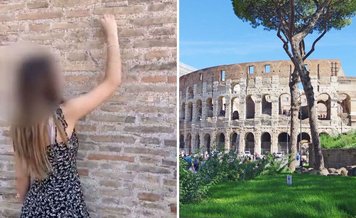 17-latka niszczy ścianę Koloseum