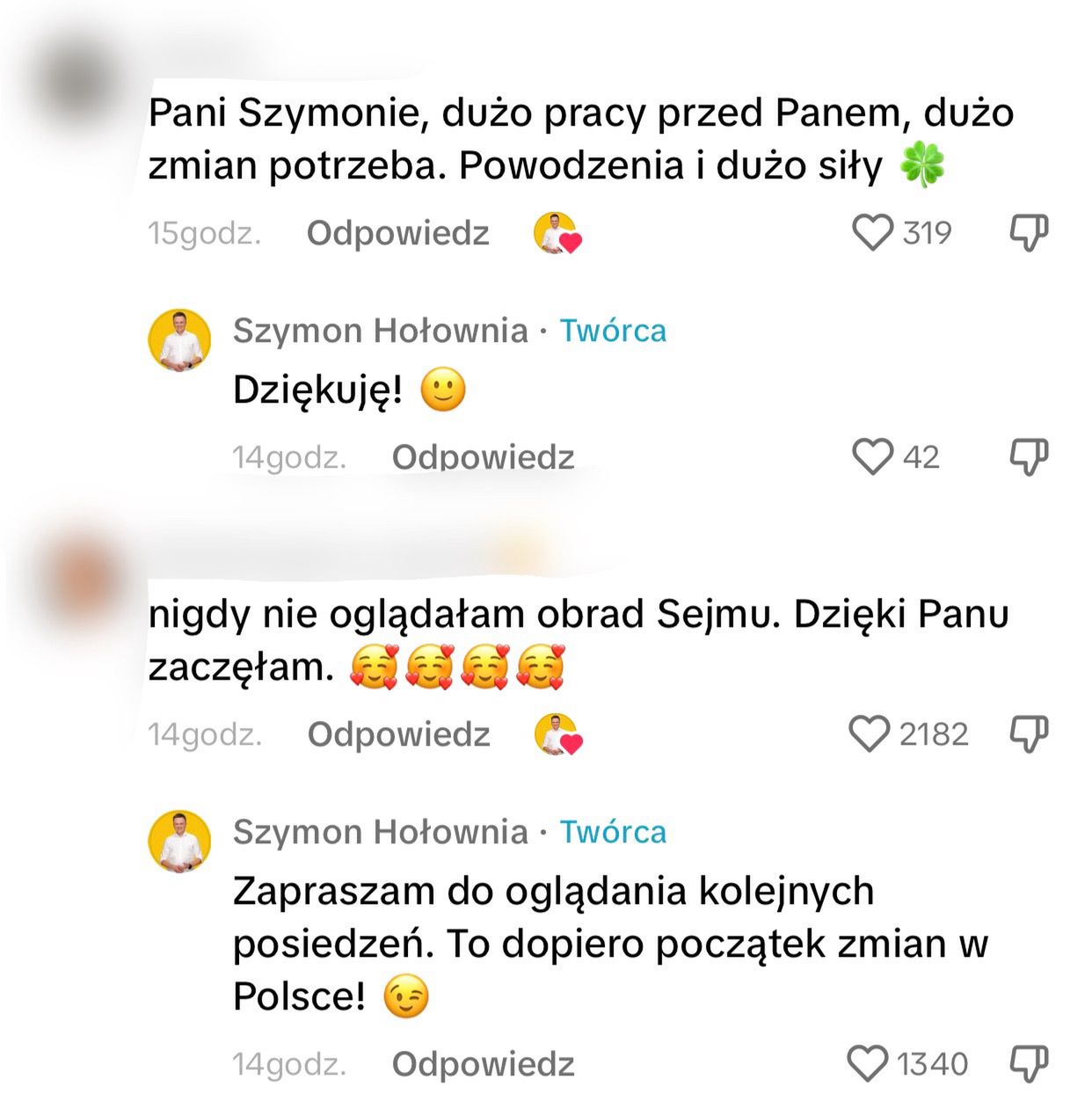 komentarze pod nagraniem z przemówienia Szymona Hołowni