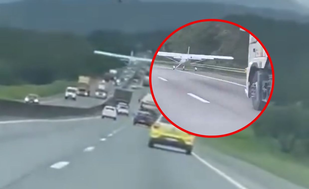Wylądował na autostradzie. Nagranie mrozi krew w żyłach