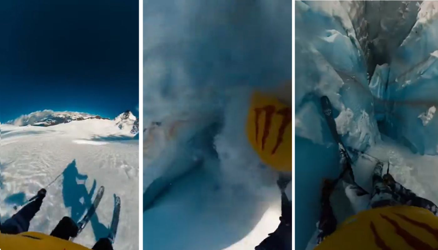 Dramatyczne nagranie z francuskich Alp. Narciarz wpadł do szczeliny lodowej
