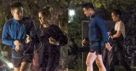 Colin Farrell w szortach biega pod osłoną nocy w towarzystwie TAJEMNICZEJ KOBIETY (ZDJĘCIA)