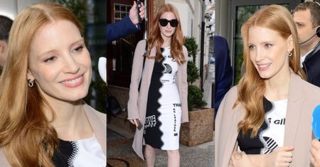 Jessica Chastain w sukience za 5 tysięcy wychodzi z TVN-u