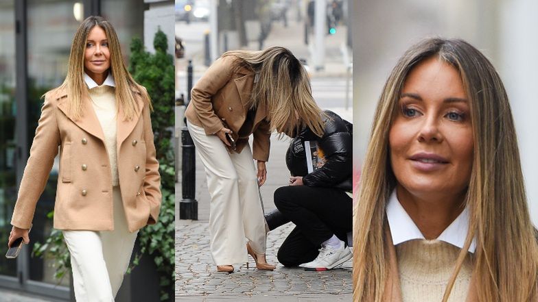 Małgorzata "kopciuszek" Rozenek niemal GUBI BUTA pod siedzibą Dzień Dobry TVN 