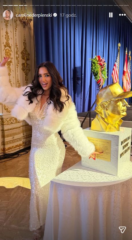 Caroline Derpienski z prezentem dla Donalda Trumpa