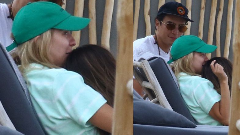 Julia Wieniawa i Nikodem Rozbicki dokazują na plaży w Gdyni w towarzystwie Jessiki Mercedes i Kuby Karasia