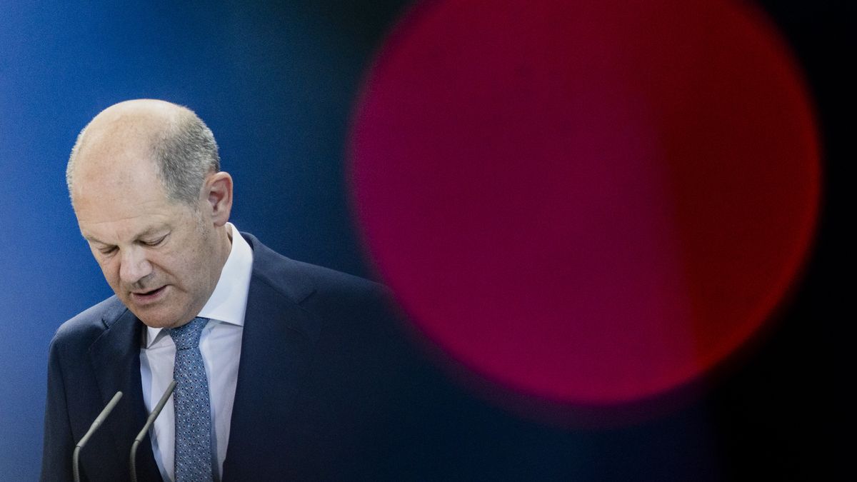 BERLIN, GERMANY - JULY 12: Federal Chancellor Olaf Scholz (SPD) is pictured during the press conference with Robert Golob (not pictured), Prime Minister of Slovenia, after their talks on July 12, 2022 in Berlin, Germany. (Photo by Florian Gaertner/Photothek via Getty Images)