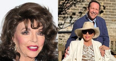 92-letnia Joan Collins ODSŁONIŁA NOGI, pozując u boku młodszego o trzy dekady męża. Petarda? (FOTO)