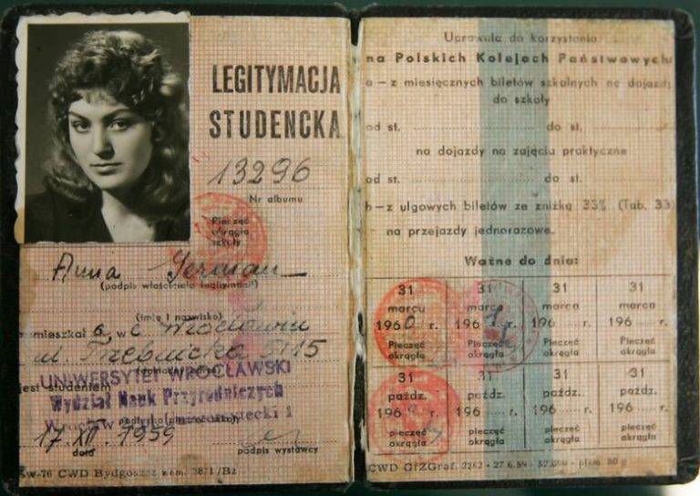 Legitymacja studencka Anny German