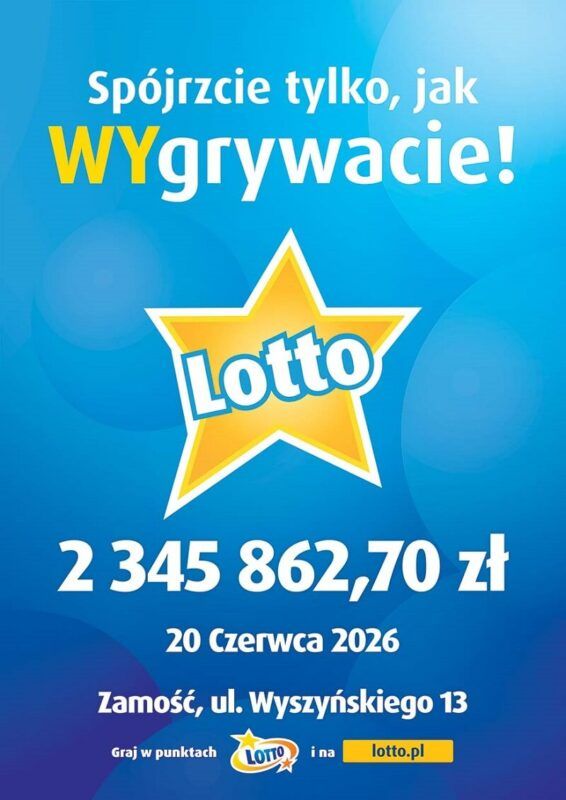 Wygrana w Lotto z 20 czerwca 2026 w Zamościu