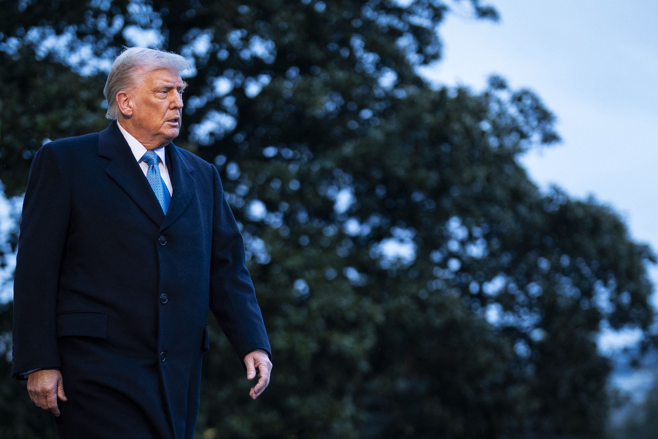 Washington, DC - January 31 : President Donald J Trump walks across the South Lawn as he departs on the Marine One helicopter headed to Florida from the White House on Friday, Jan 31, 2025 in Washington, DC. (Photo by Jabin Botsford/The Washington Post via Getty Images)