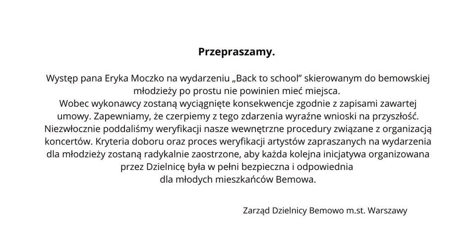 Oświadczenie Dzielnicy Bemowo