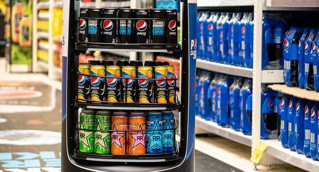 Produkty Pepsi sprzedawane przez interaktywne eRoboty w sklepach Carrefour