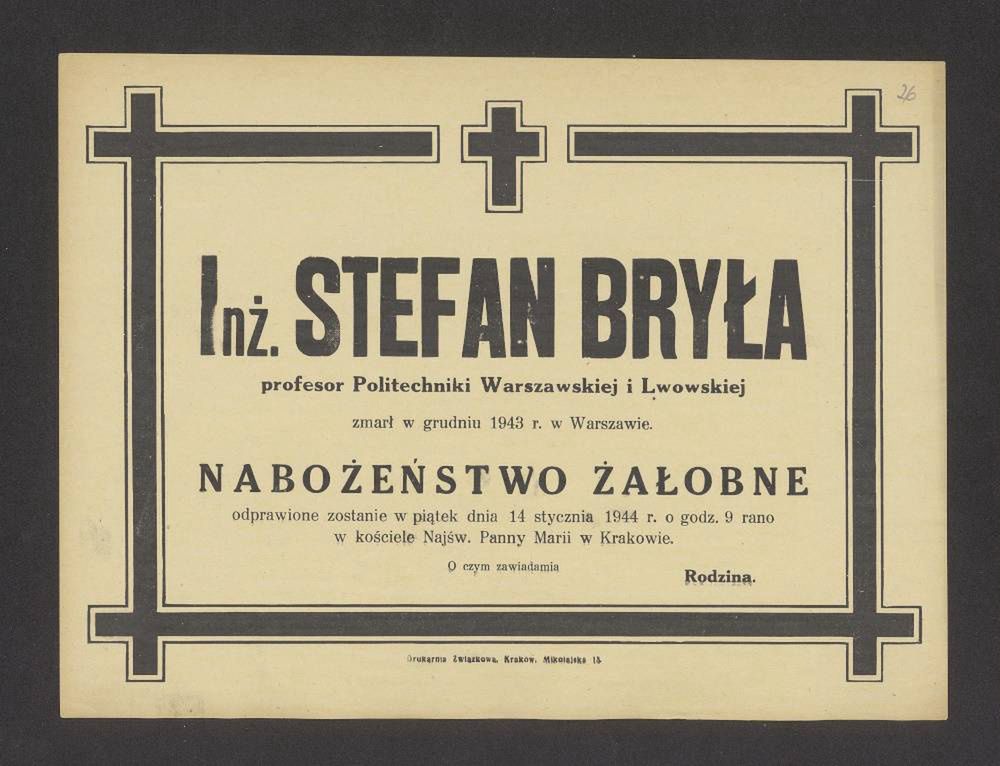 Nekrolog prof. Stefana Bryły.