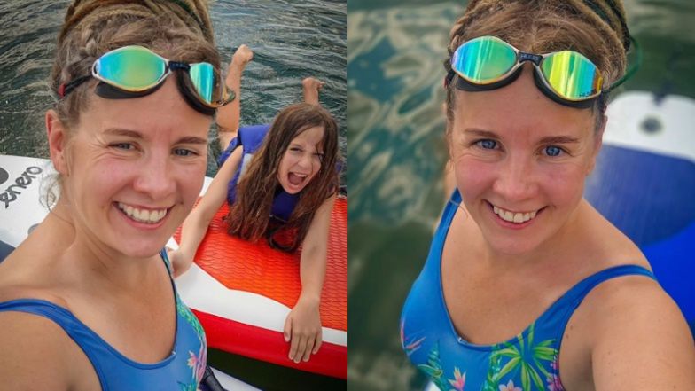 Anna Powierza nad jeziorem