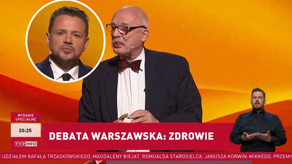 Janusz Korwin-Mikke rzucił w Rafała Trzaskowskiego świerszczem