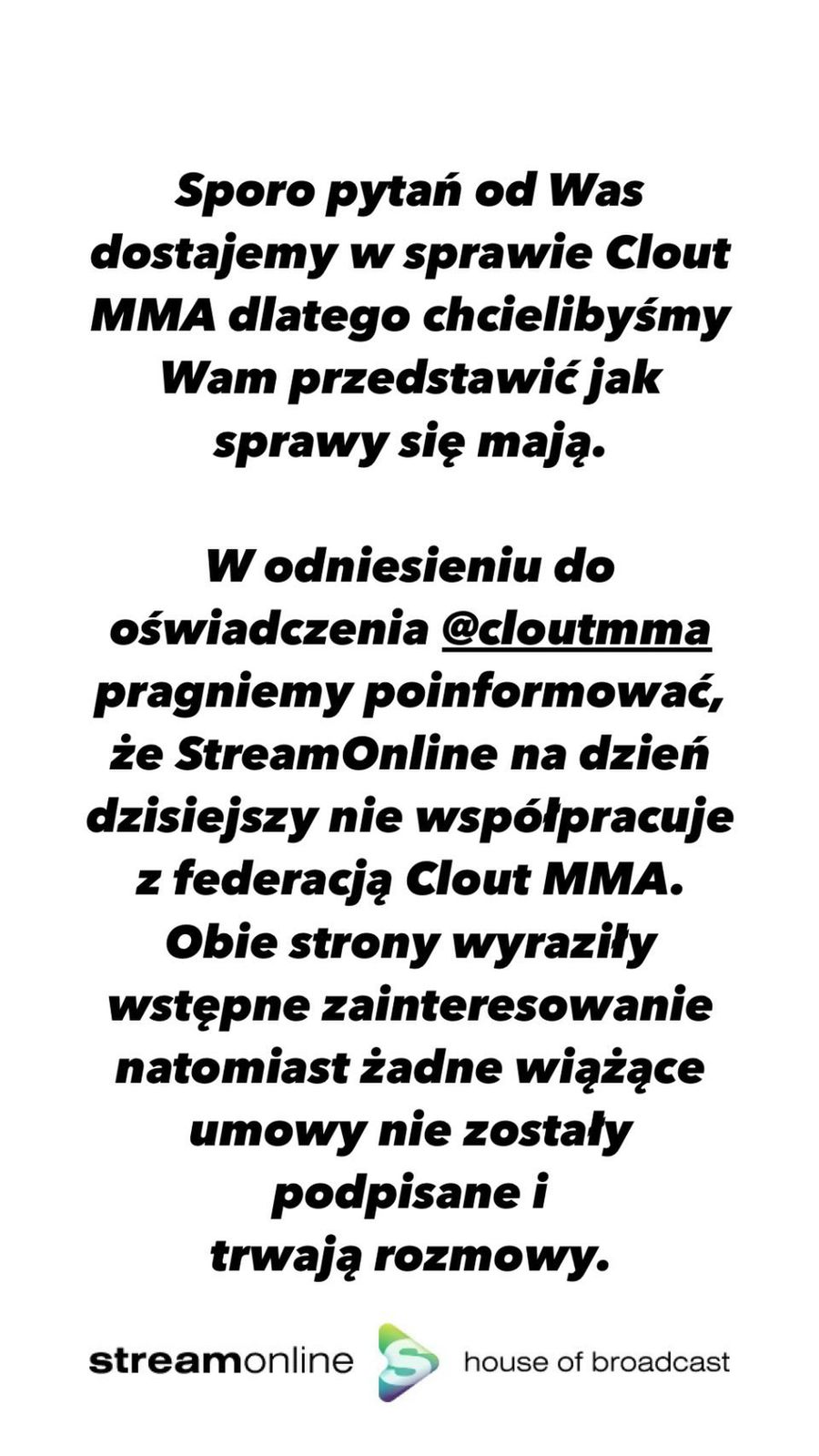 Stream Online o współpracy z Clout MMA