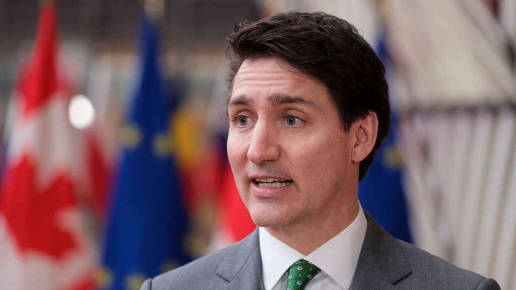 Prime Minister Of Canada Visits The EU
BRUSSELS, BELGIUM - FEBRUARY 12: Prime Minister of Canada Justin Trudeau talks to media in the Europa Building, the EU Council headquarter on February 12, 2025 in Brussels, Belgium. Canadian Prime Minister is in Brussels for a one-day visit aimed at deepening trade and defence ties between Canada and Europe.(Photo by Thierry Monasse/Getty Images)
Thierry Monasse
the maple leaf flag