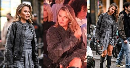 Anna Lewandowska lansuje się w Paryżu, paradując w marszczonym komplecie