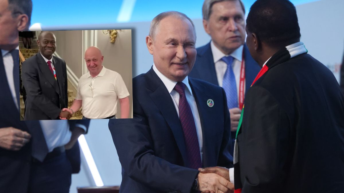 Władimir Putin podczas Forum Ekonomicznego i Humanitarnego Rosja-Afryka, 28 lipca 2023 r., Sankt Petersburg i Jewgienij Prigożyn 