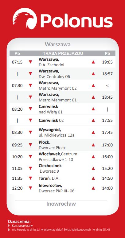 Rozkład jazdy autobusów Polonus 