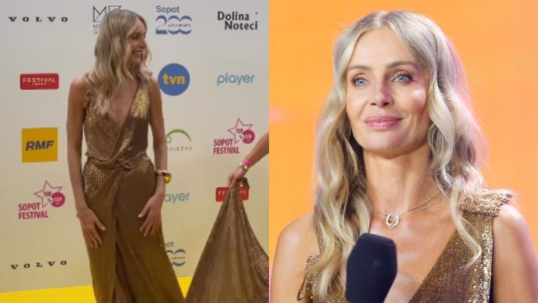 Agnieszka Woźniak-Starak miała PROBLEMY Z SUKNIĄ na ściance