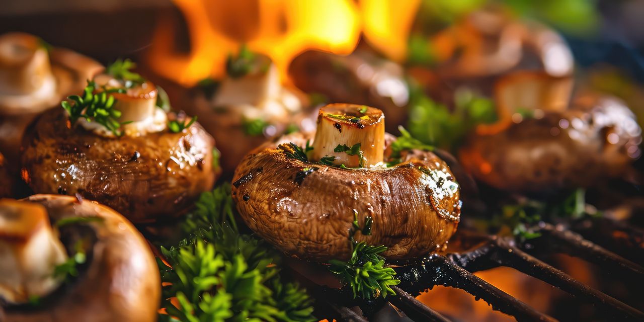 Asian-style grilled mushrooms