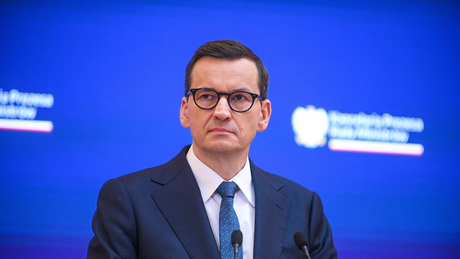 Warszawa, 29.03.2023. Premier Mateusz Morawiecki podczas konferencji prasowej po posiedzeniu rządu, 29 bm. w KPRM w Warszawie. Rada Ministrów przyjęła projekt ustawy o zmianie ustawy o gospodarce nieruchomościami oraz niektórych innych ustaw, przygotowany przez Ministerstwo Rozwoju i Technologii. (mr) PAP/Marcin Obara