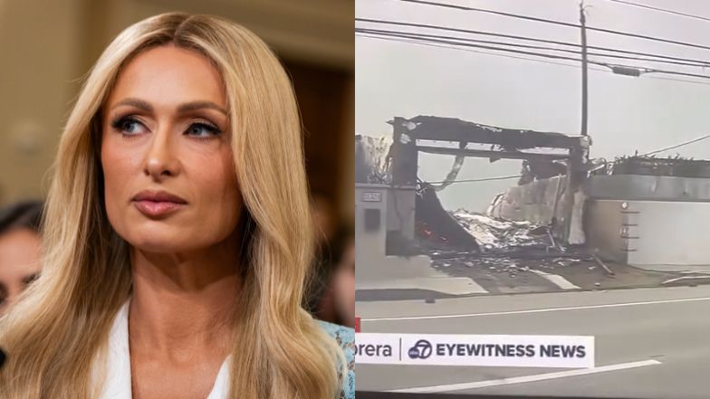 Paris Hilton watched her burning house on television.