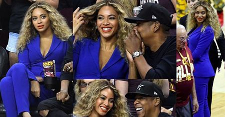 Zakochani Beyonce i Jay-Z na meczu koszykówki (ZDJĘCIA)