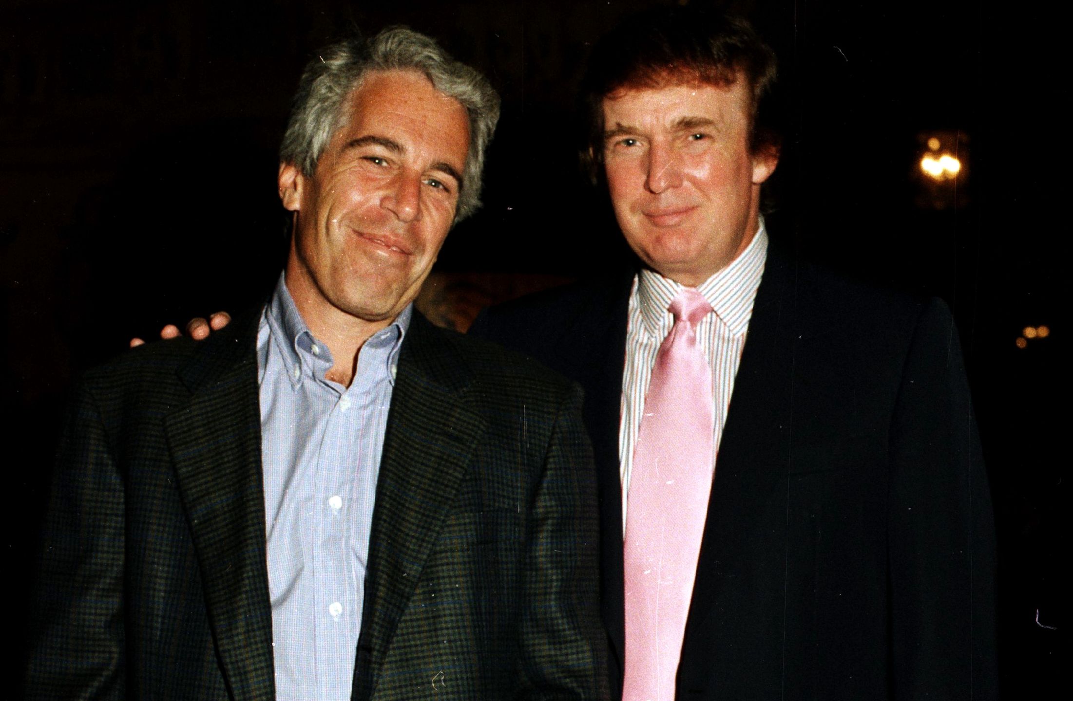 Epstein & Trump At Mar-A-LagoPortrait of American financier Jeffrey Epstein (left) and real estate developer Donald Trump as they pose together at the Mar-a-Lago estate, Palm Beach, Florida, 1997. (Photo by Davidoff Studios/Getty Images)Davidoff Studios PhotographyARC0006525, Jeffrey Epstein and Donald Trump at The Mar A Lago Club 97 (7).j