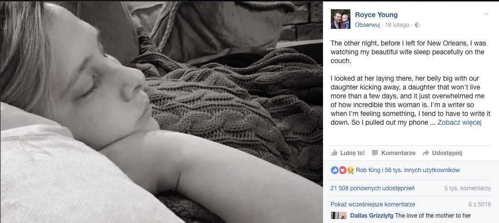 Mężczyzna opublikował zdjęcie żony i wzruszający hołd