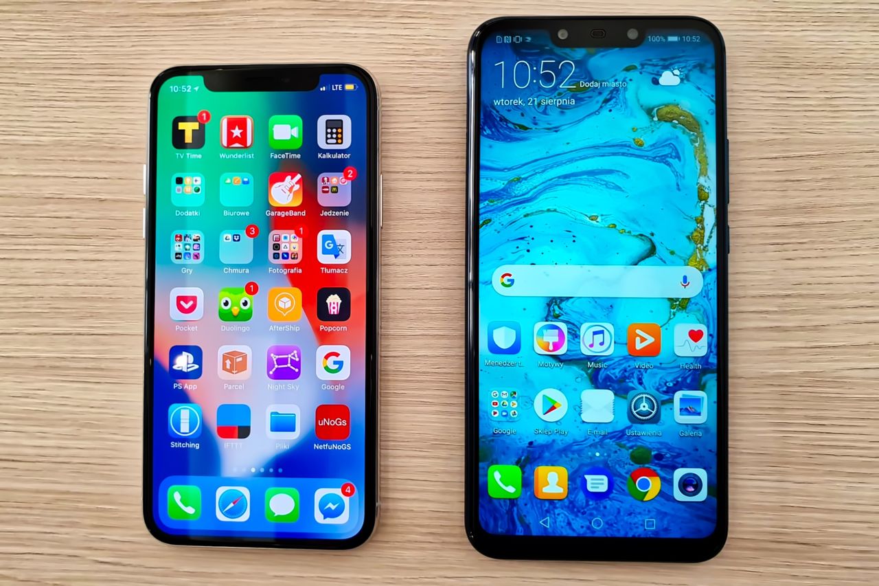 iPhone X i Huawei Mate 20 Lite