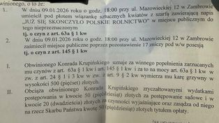 Zambrów: 500 zł za wieniec i znicze. Rolnik pokazał wyrok po proteście