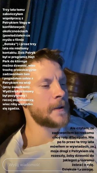 Sebastian Fabijański tłumaczy się z telefonu do Patryka Vegi w Hejt Parku
