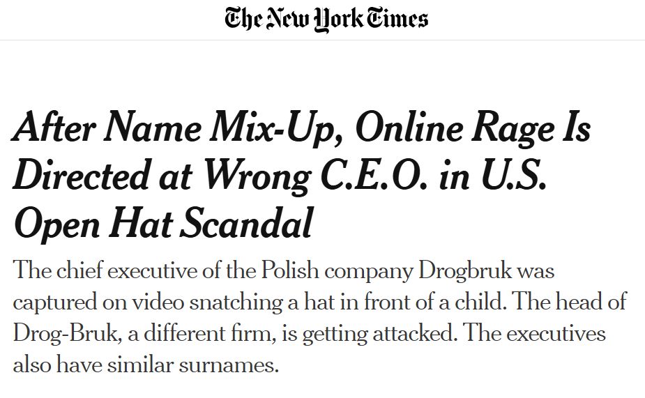 Nagłówek o Piotrze Szczerku w "The New York Times"