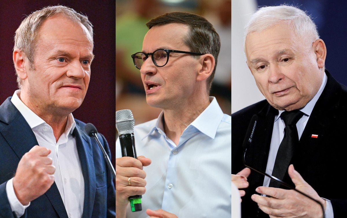 Na zdjęciu od lewej Tusk, Morawiecki i Kaczyński