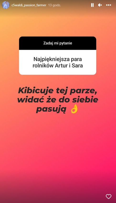 Waldek z "Rolnik szuka żony" o relacji Artura i Sary