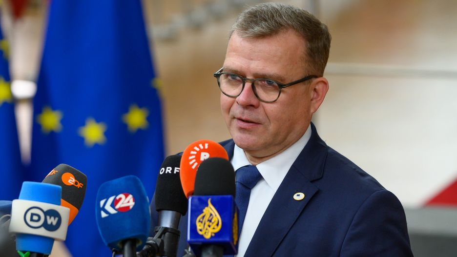 Finnish Prime Minister Petteri Orpo speaks to the press as he arrives to attend the two-day European Council summit in Brussels, Belgium, on October 17, 2024. EU leaders discuss economy and competitiveness issues, Ukraine peace plan, the Middle East, and Lebanon. (Photo by Jonathan Raa/NurPhoto via Getty Images)