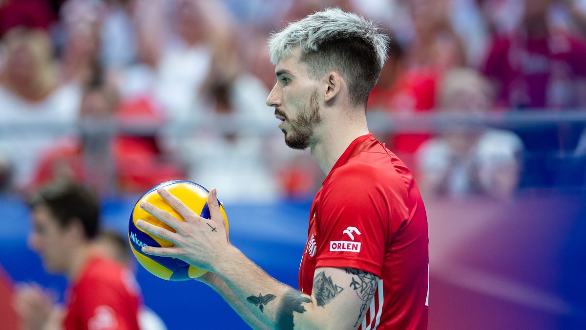 GDANSK, POLAND - JULY 10: Tomasz Fornal of Poland seen in action during the Men Volleyball Nations League match between Poland and Slovenia on July 10, 2022 in Gdansk, Poland. (Photo by Mateusz Slodkowski/DeFodi Images via Getty Images)