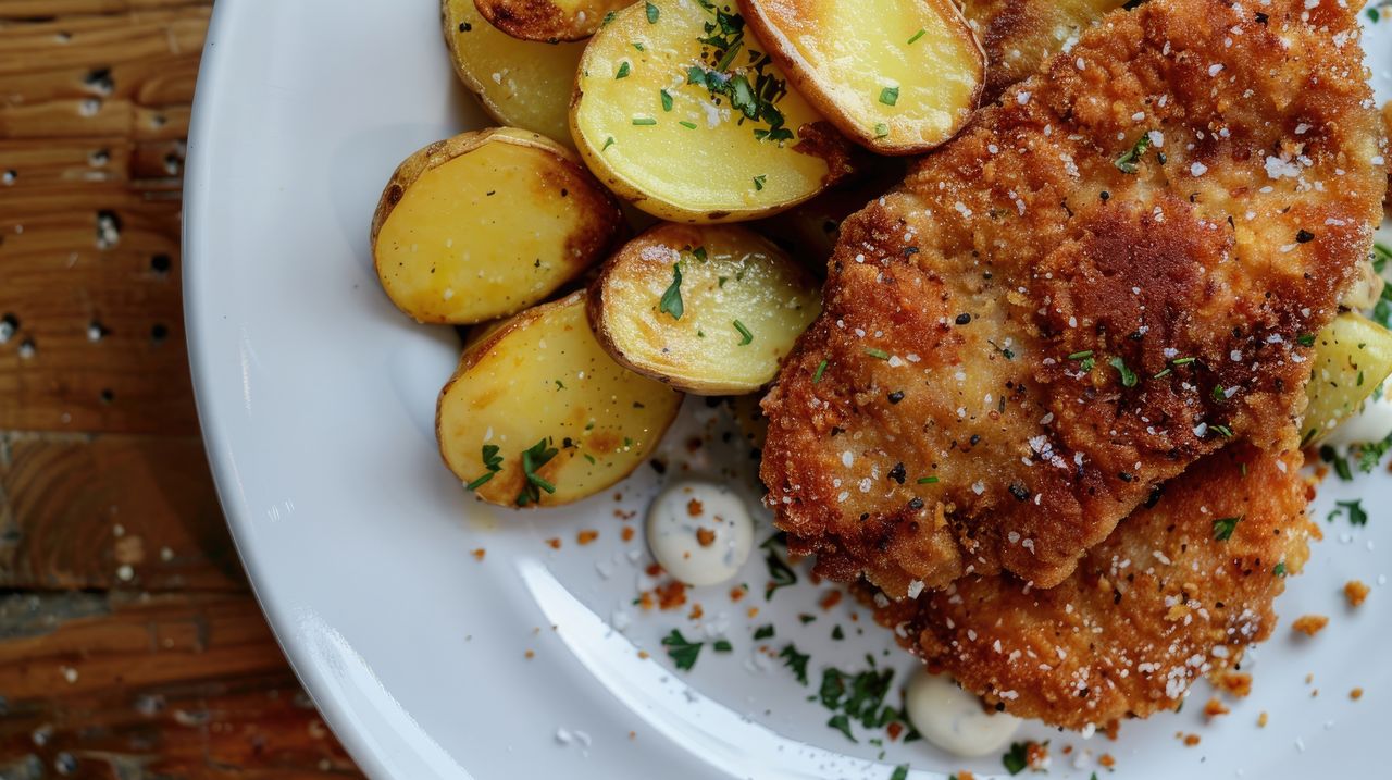 The Belvedere-style cutlet owes its flavor to marinating.