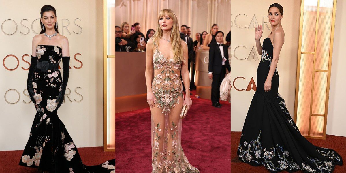 Kwiatowe motywy na czerwonych dywanach