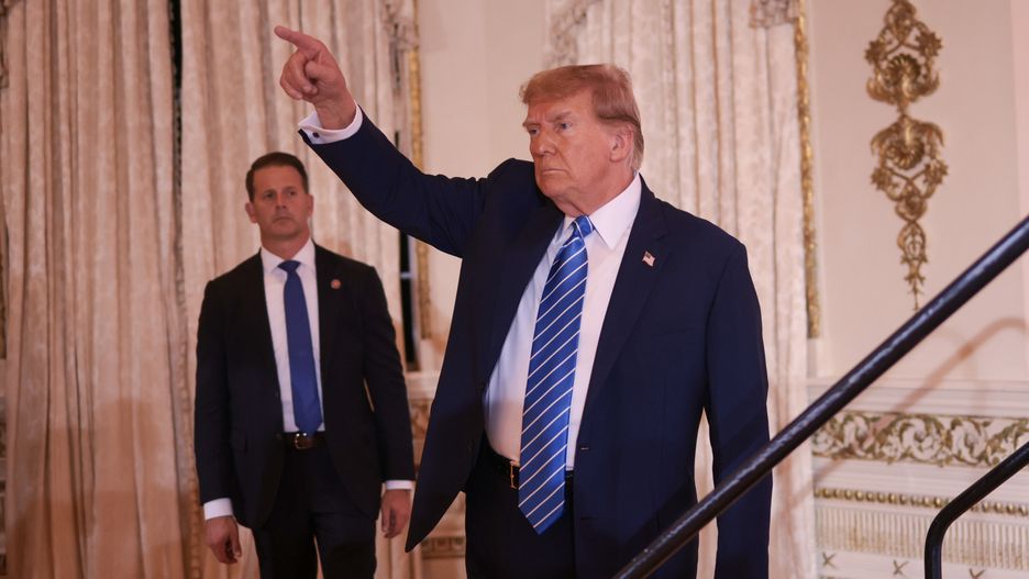 PALM BEACH, FLORIDA - MARCH 05: Republican presidential candidate, former President Donald Trump greets supporters after speaking at an election-night watch party at Mar-a-Lago on March 5, 2024 in West Palm Beach, Florida. Sixteen states held their primaries and caucuses today as part of Super Tuesday. (Photo by Win McNamee/Getty Images)