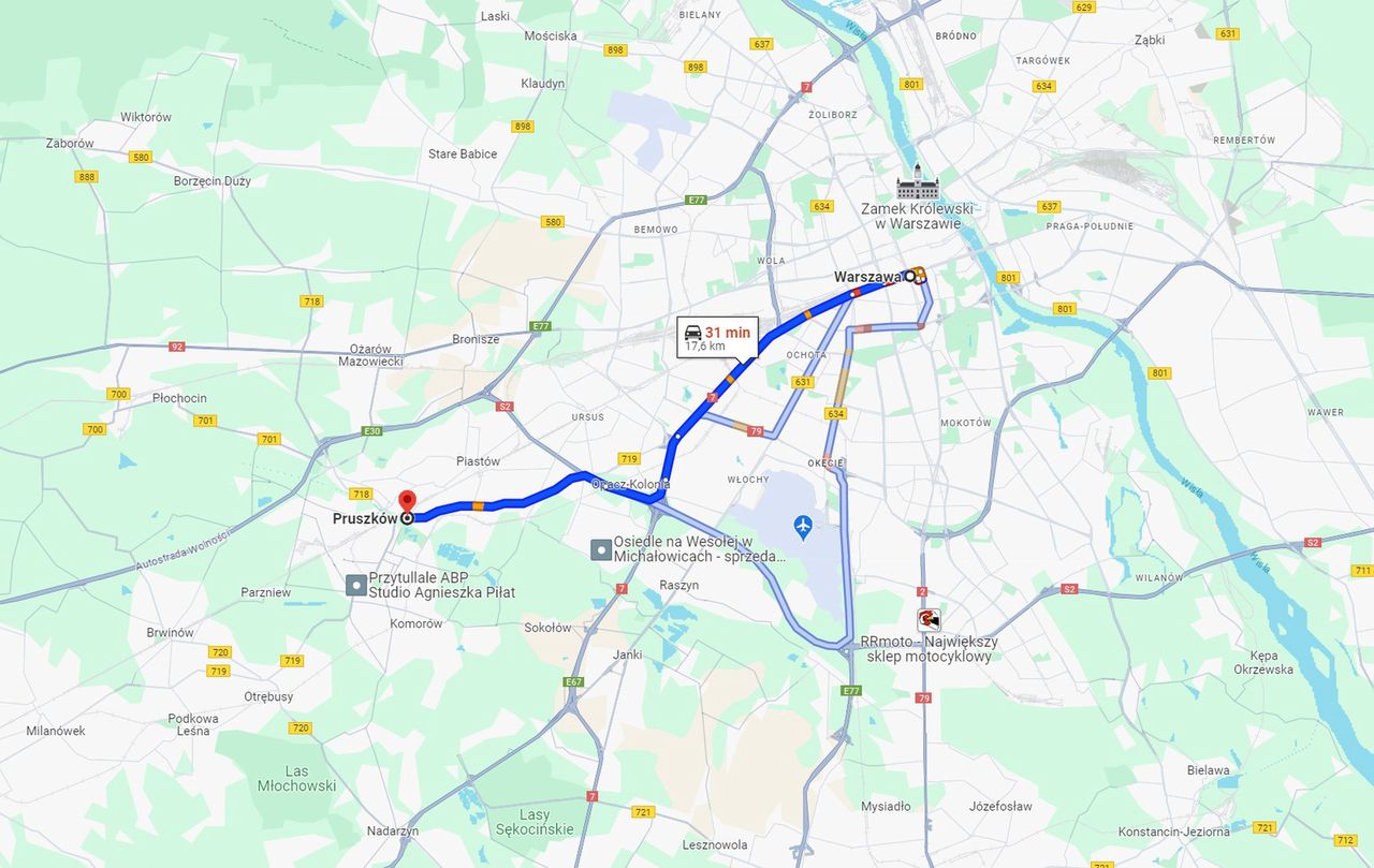 Planowanie trasy w Google Maps