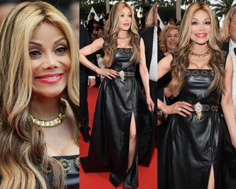 Szczupła La Toya Jackson pozdrawia z czerwonego dywanu w Cannes