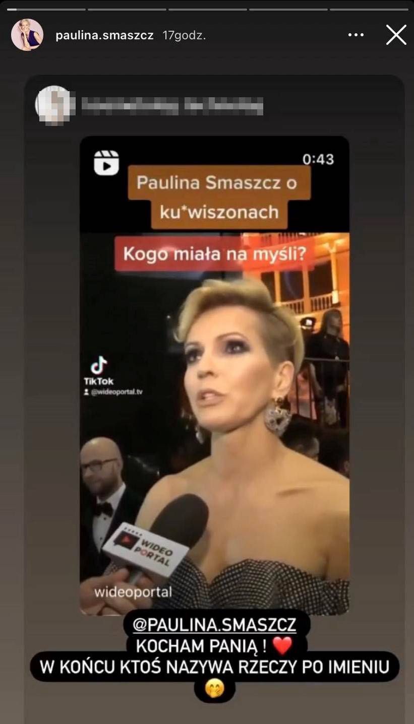 Paulina Smaszcz udostępniła reakcję internautki